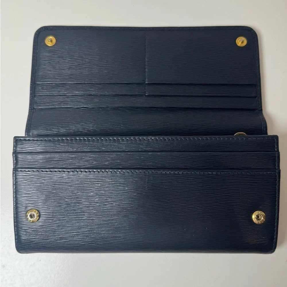 Prada Saffiano Lux Leather Continental Wallet with Gold Hardware
